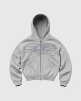 Calligraphy Navy Zip